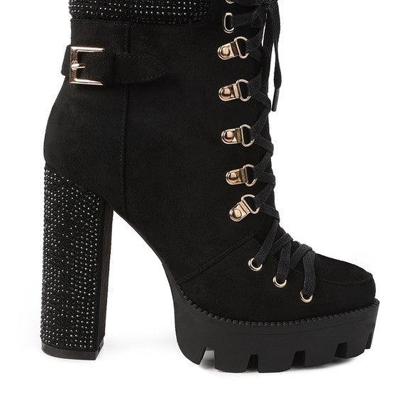 Women's Shoes - Boots Birch Diamante Set Block Heeled Ankle Boot