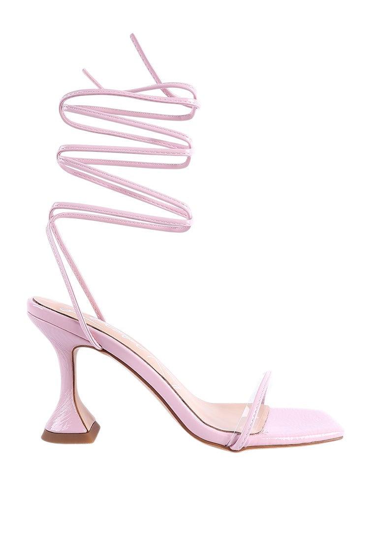 Biten Berry Spool Heel Lace Up Sandals