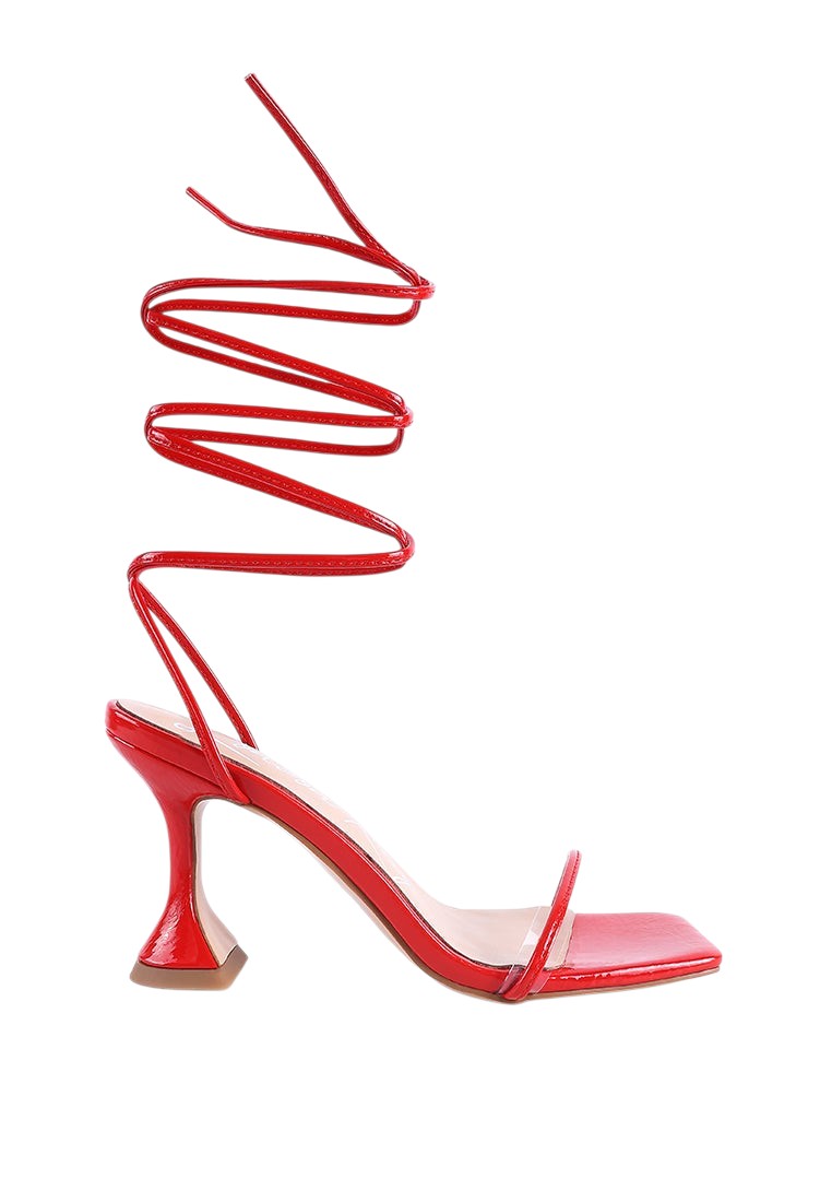 Biten Berry Spool Heel Lace Up Sandals