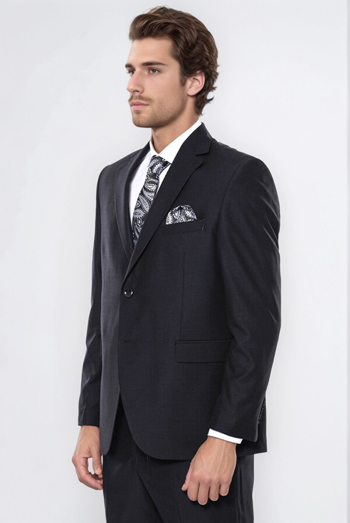 Black 4 Drop Regular Suit by Wessi – close up view