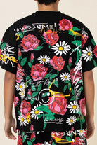 Men's Shirts - Tee's Black Allover Rose Bloom Print Tee Shirt