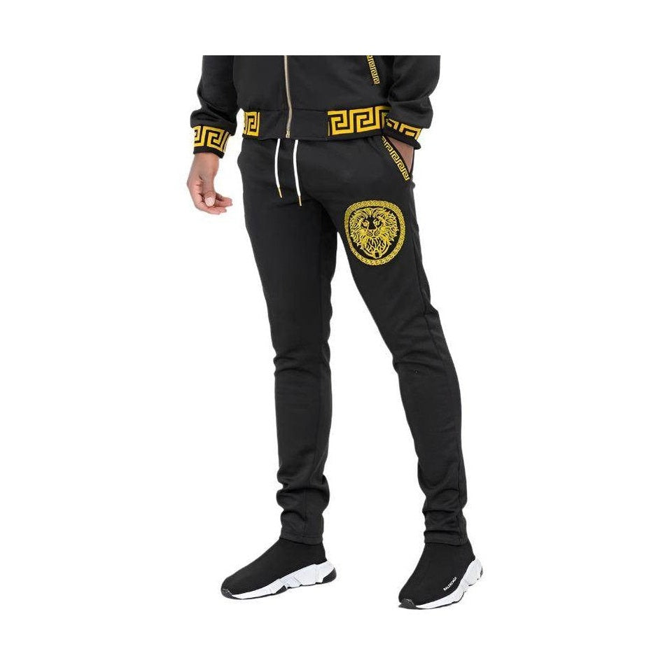 Black And Gold Detail Track Pants - VacationGrabs