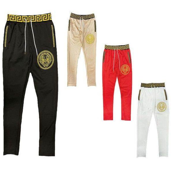 Black And Gold Detail Track Pants - VacationGrabs