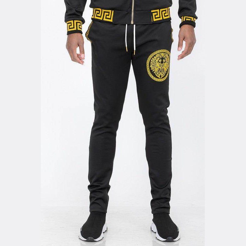 Black And Gold Detail Track Pants - VacationGrabs