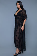 Women's black sheer cover-up and maxi dress for beach outings