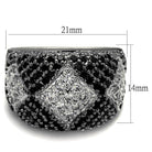 Black and white brass statement ring with unique diamond pattern and textured finish