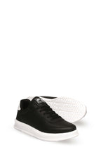 Black and White Contrast-Sole Walking Sneakers for Men – side view