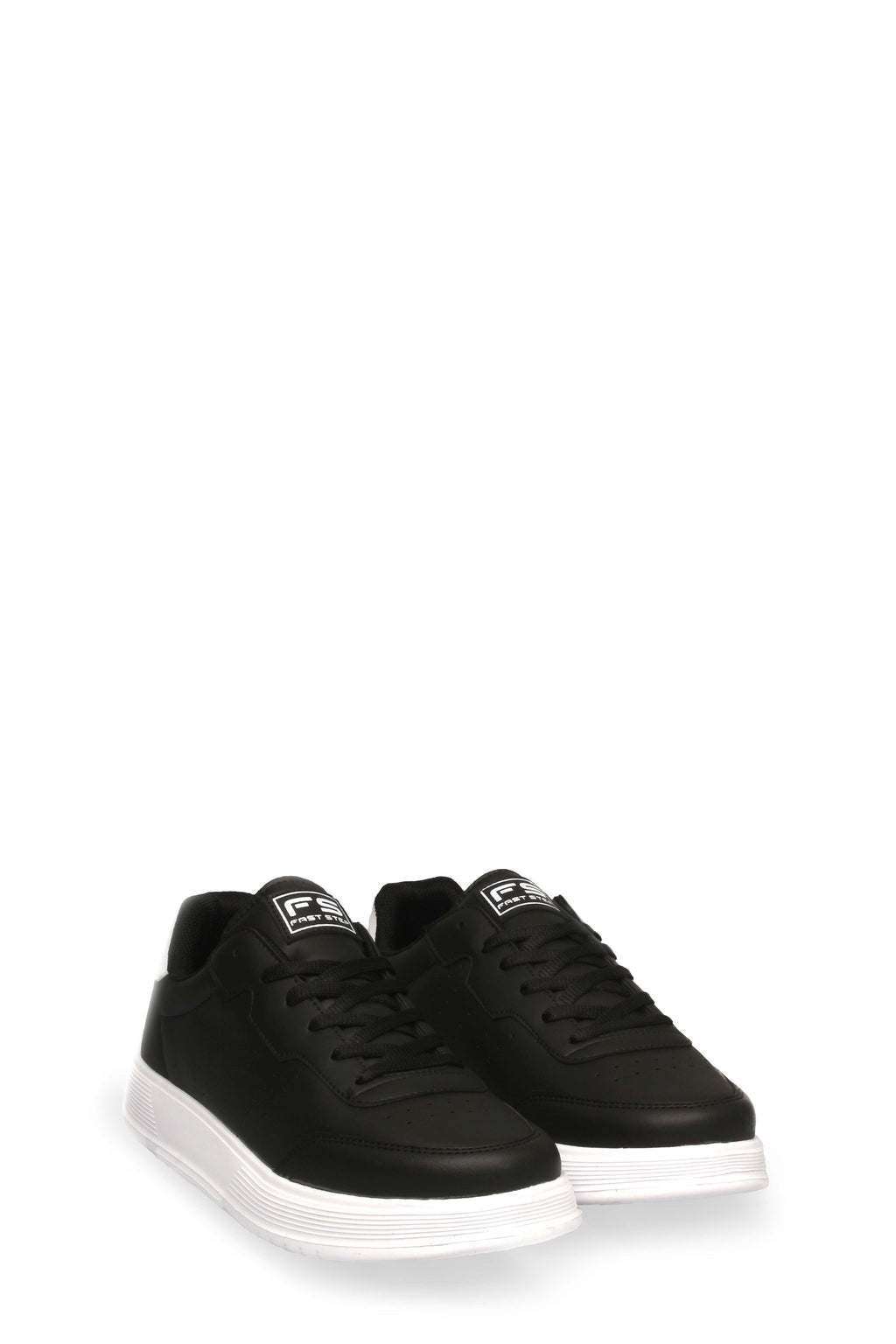 Black and White Contrast-Sole Walking Sneakers for Men – styled view