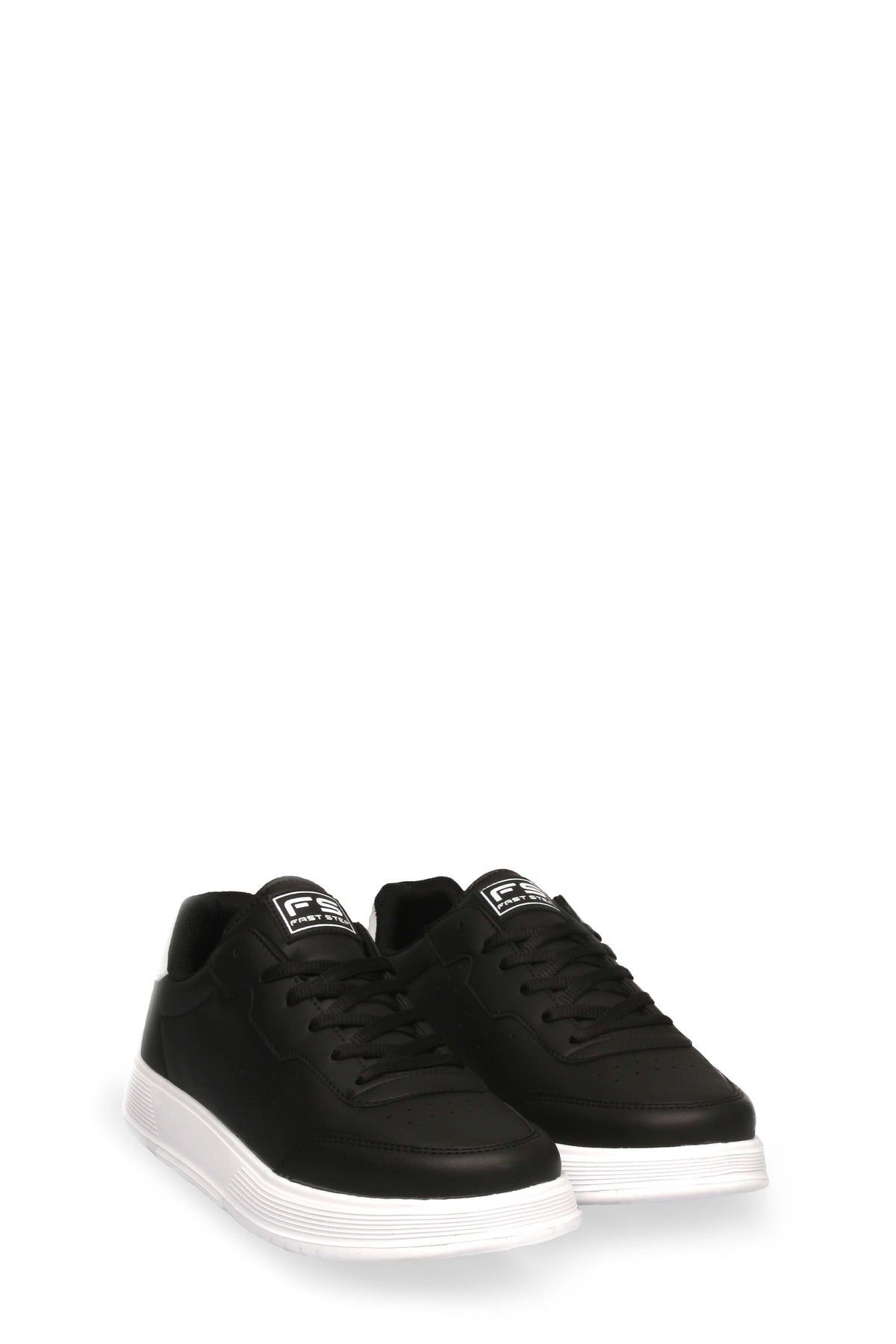Black and White Contrast-Sole Walking Sneakers for Men – styled view