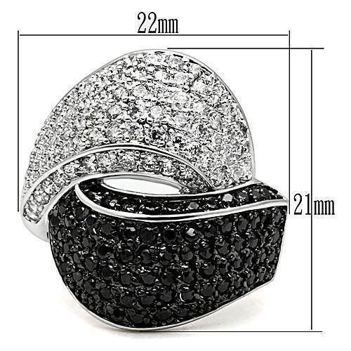 Black and white crystal statement ring featuring a stylish design with shimmering crystals