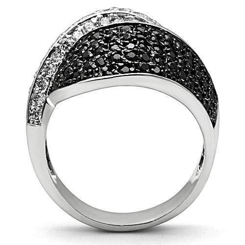 Stylish black and white crystal statement ring with a modern design and sparkling embellishments
