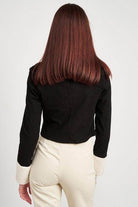 Emory Park black and white cuff jacket with a stylish cropped design for women's casual wear