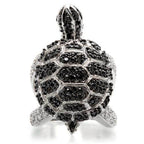 VacationGrabs black and white CZ statement ring designed as a turtle with sparkling details