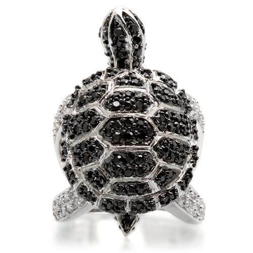 VacationGrabs black and white CZ statement ring designed as a turtle with sparkling details