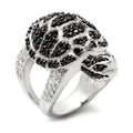 Black and white CZ statement ring featuring a turtle design with sparkling gemstones
