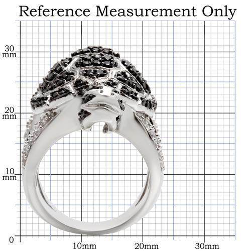 Elegant black and white CZ statement ring with intricate design and bold stone arrangement