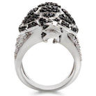 Stunning black and white CZ statement ring featuring a unique turtle design in polished silver.