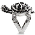 Unique VacationGrabs black and white CZ statement ring featuring a turtle design with sparkling details