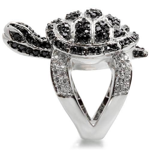 Unique VacationGrabs black and white CZ statement ring featuring a turtle design with sparkling details