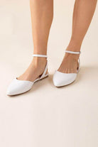 Fortune Dynamic Women's Sandals in White with Ankle Strap and Flat Design for Comfort