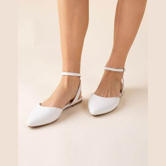 Fortune Dynamic Women's Sandals in White with Ankle Strap and Flat Design for Comfort