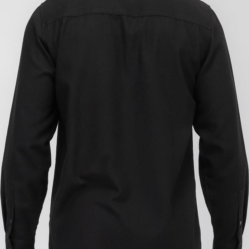 Men's Shirts Black Blank Brushed Long Sleeve Flannel Shirt Mens