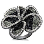 VacationGrabs Black Brass Floral Ring with Sparkling Stones