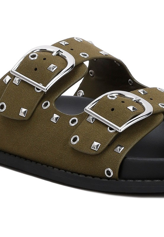 Rag Company black buckle sandals with studded design for stylish summer wear