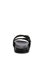 Stylish black buckle sandals with dual straps for comfortable summer wear