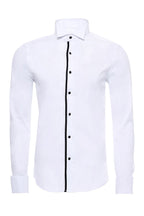Black Buttoned Long Sleeves White Men Tuxedo Shirt – full look view