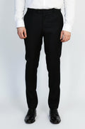 Black Classic Solid Fabric Trousers – front view