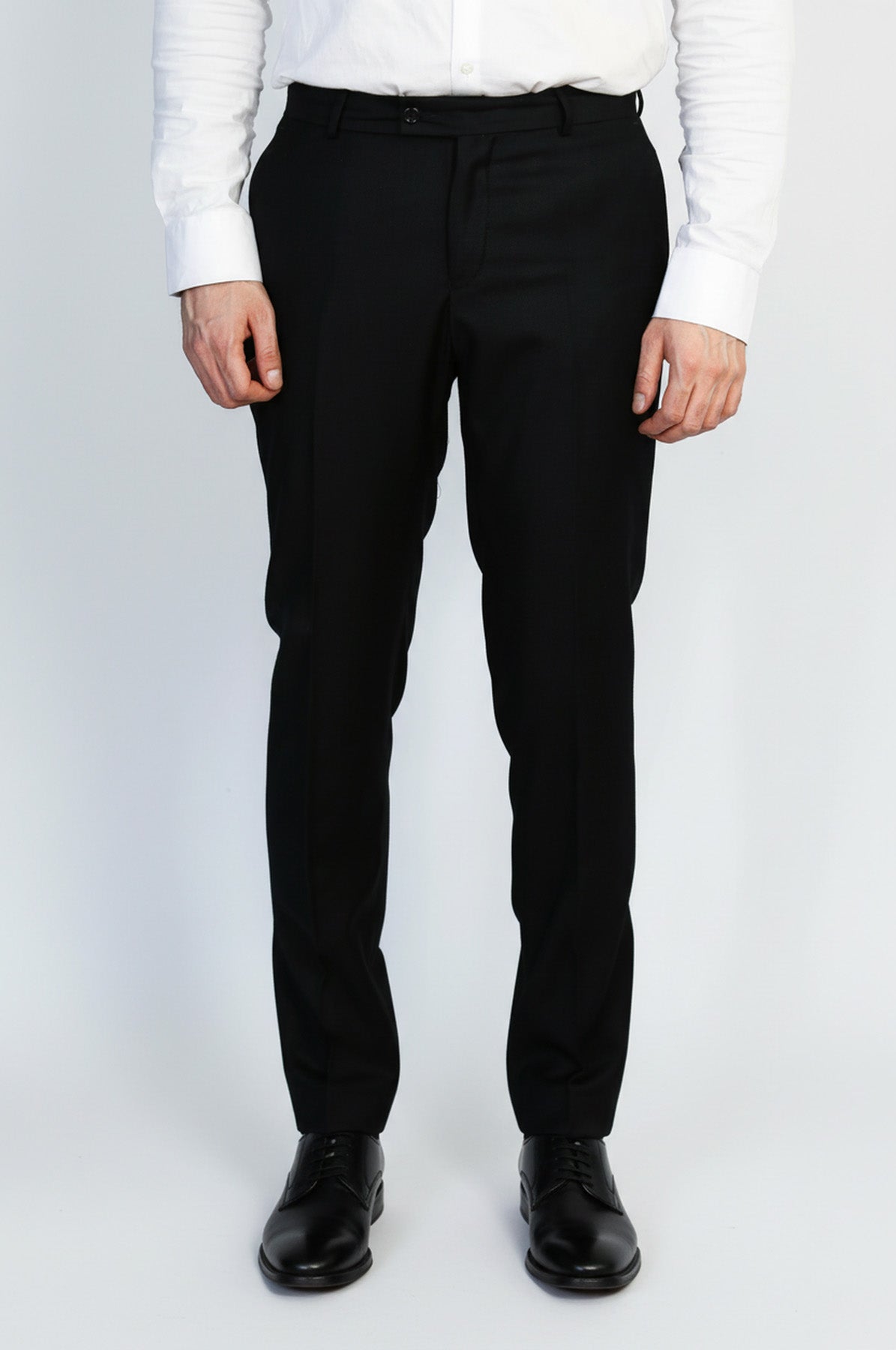 Black Classic Solid Fabric Trousers – front view