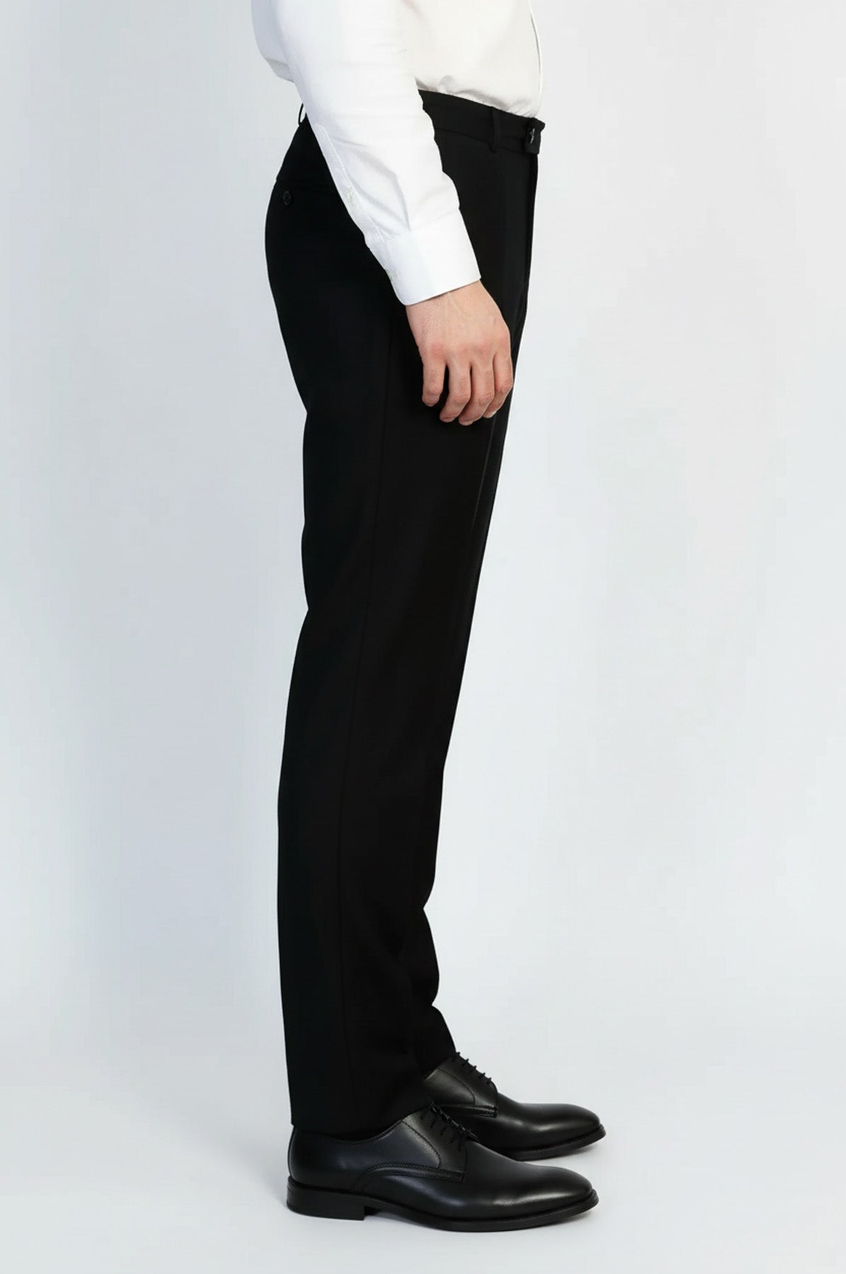 Black Classic Solid Fabric Trousers – detail view