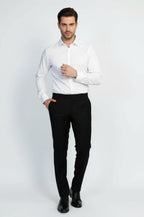 Black Classic Solid Fabric Trousers – side view