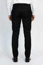Black Classic Solid Fabric Trousers – styled view