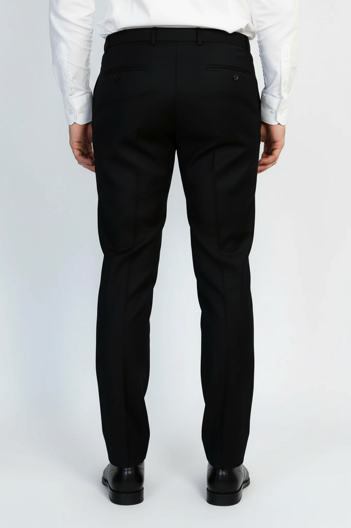 Black Classic Solid Fabric Trousers – styled view