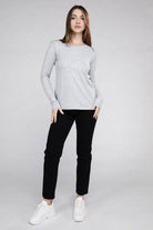 ZENANA black cotton long sleeve shirt displayed on a model, styled for casual wear