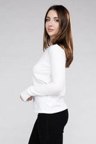 ZENANA Women's black cotton long sleeve shirt featuring a comfortable and stylish design for casual wear