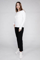ZENANA white women's shirt styled with black cotton long sleeve shirt for a casual look