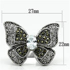 Black crystal butterfly statement ring featuring intricate design and sparkling details