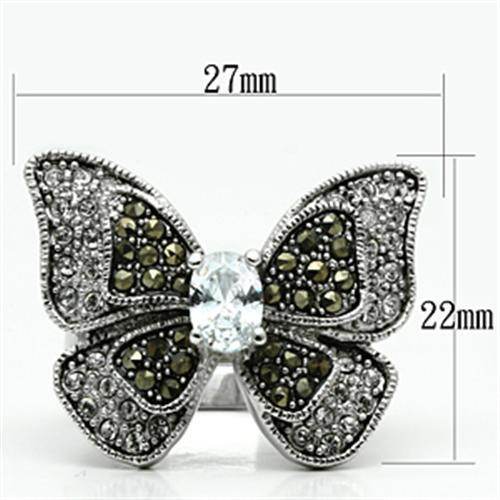 Black crystal butterfly statement ring featuring intricate design and sparkling details