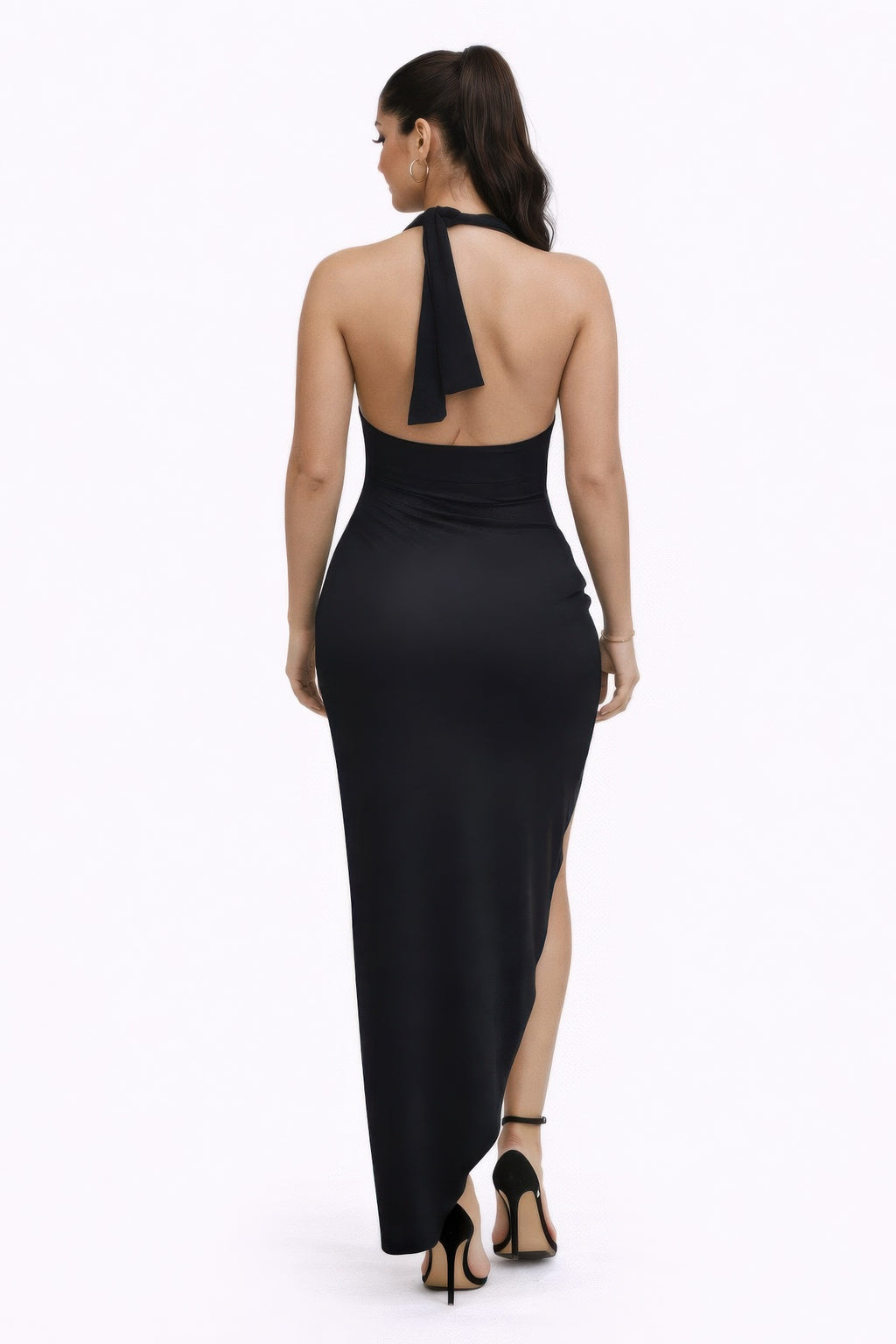 Black halter neck dress for solar total eclipse events
