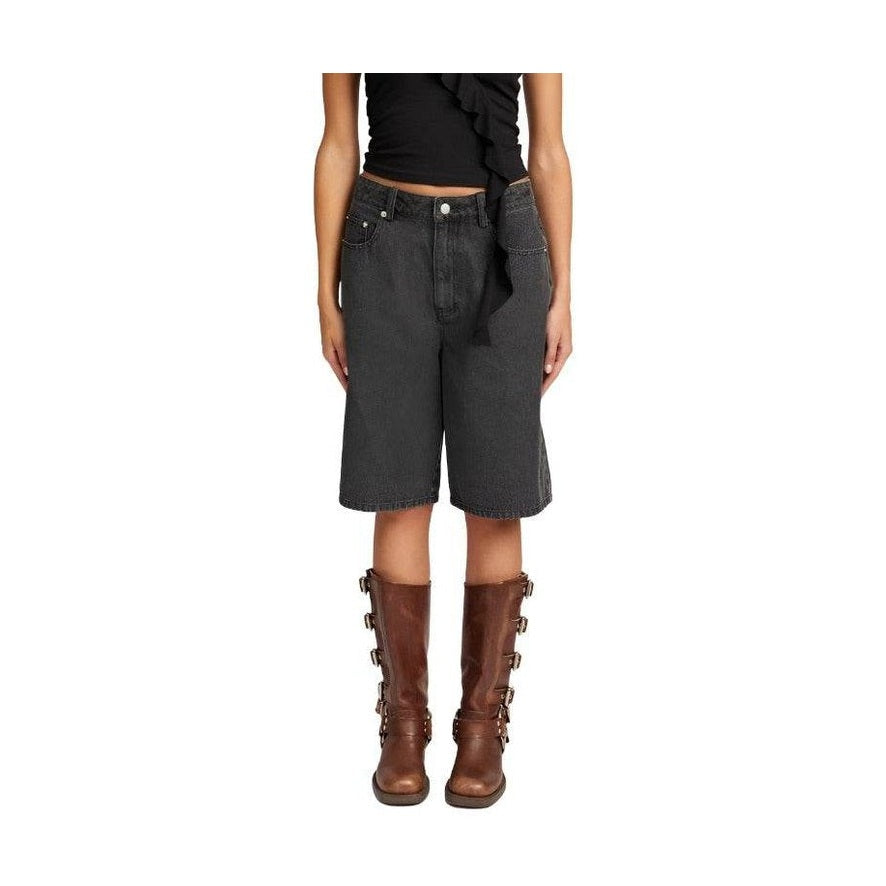 Black Denim Bermuda Culottes Shorts With Pockets - VacationGrabs