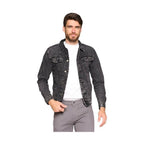 Blue Age black denim jacket for men with classic button-up design and comfortable fit