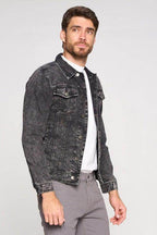 Stylish black denim jacket for men by Blue Age with front pockets and a modern fit