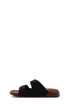 Black Double-Buckle Slide Sandals for Men – detail view