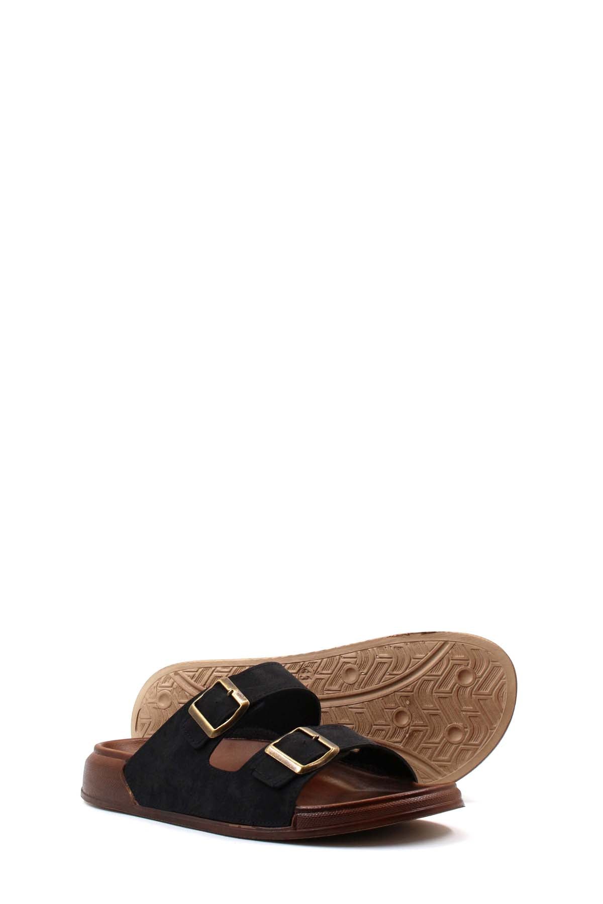 Black Double-Buckle Slide Sandals for Men – side view