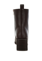 Rag Company black faux leather ankle boots with a stylish square heel for modern fashion