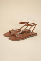 Top Guy Footwear Women's Black Flat Strappy Sandals with Adjustable Ankle Straps for Casual Wear
