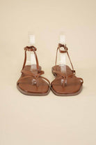 Elegant Top Guy Footwear brown flat strappy sandals for women's casual summer wear